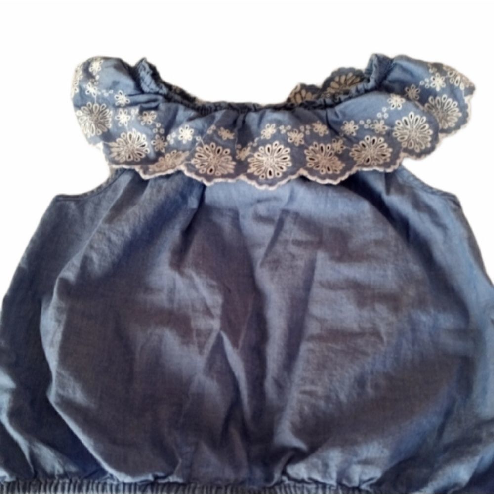 JUSTICE girl's blue embroidered top size 12 - Picture 1 of 5